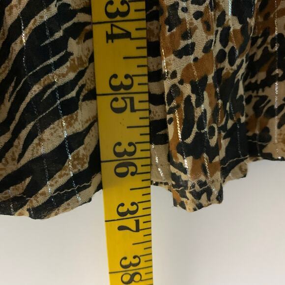 ZOE D. Skirt Maxi Leopard Lace Tiered Elastic Waist Metallic Thread Prairie - Picture 14 of 14